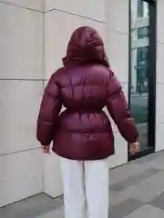 Бордовый пуховик женский, куртка зимняя на кулиске 2931382