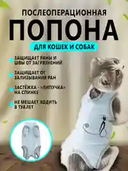 Ледяной попона послеоперационная для кошек и собак, бандаж боди после стерилизации на липучке