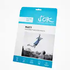 Белый фотобумага SOK матовая, формат А4, плотность 150г/м2, 50 листов SA4150050M