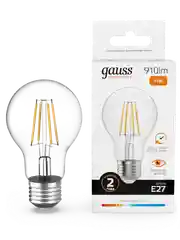 Лампочка светодиодная E27 Груша 11W теплый 2700К УПАКОВКА 10 шт. Gauss Elementary Filament