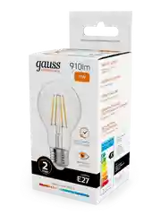 Лампочка светодиодная E27 Груша 11W теплый 2700К УПАКОВКА 10 шт. Gauss Elementary Filament