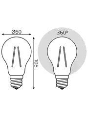 Лампочка светодиодная E27 Груша 7W теплый 2700К УПАКОВКА 10 шт. Gauss Elementary Filament