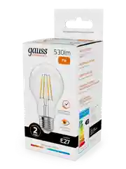 Лампочка светодиодная E27 Груша 7W теплый 2700К УПАКОВКА 10 шт. Gauss Elementary Filament