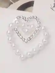 Серебряный кабошон для украшения и декора "Сердце" со стразами