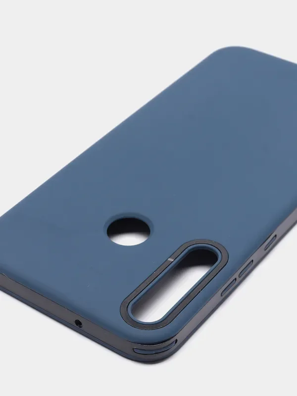 Синий чехол усиленный с рамкой для Huawei Y7 Prime 2020, силиконовый