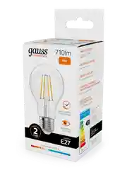 Лампочка светодиодная E27 Груша 9W теплый 2700К УПАКОВКА 10 шт. Gauss Elementary Filament