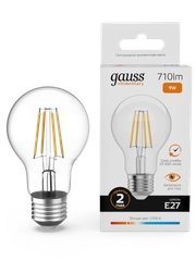 Лампочка светодиодная E27 Груша 9W теплый 2700К УПАКОВКА 10 шт. Gauss Elementary Filament