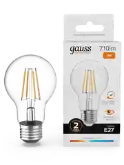 Лампочка светодиодная E27 Груша 9W теплый 2700К УПАКОВКА 10 шт. Gauss Elementary Filament
