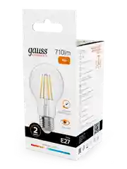 Лампочка светодиодная E27 Груша 9W теплый 2700К УПАКОВКА 10 шт. Gauss Elementary Filament