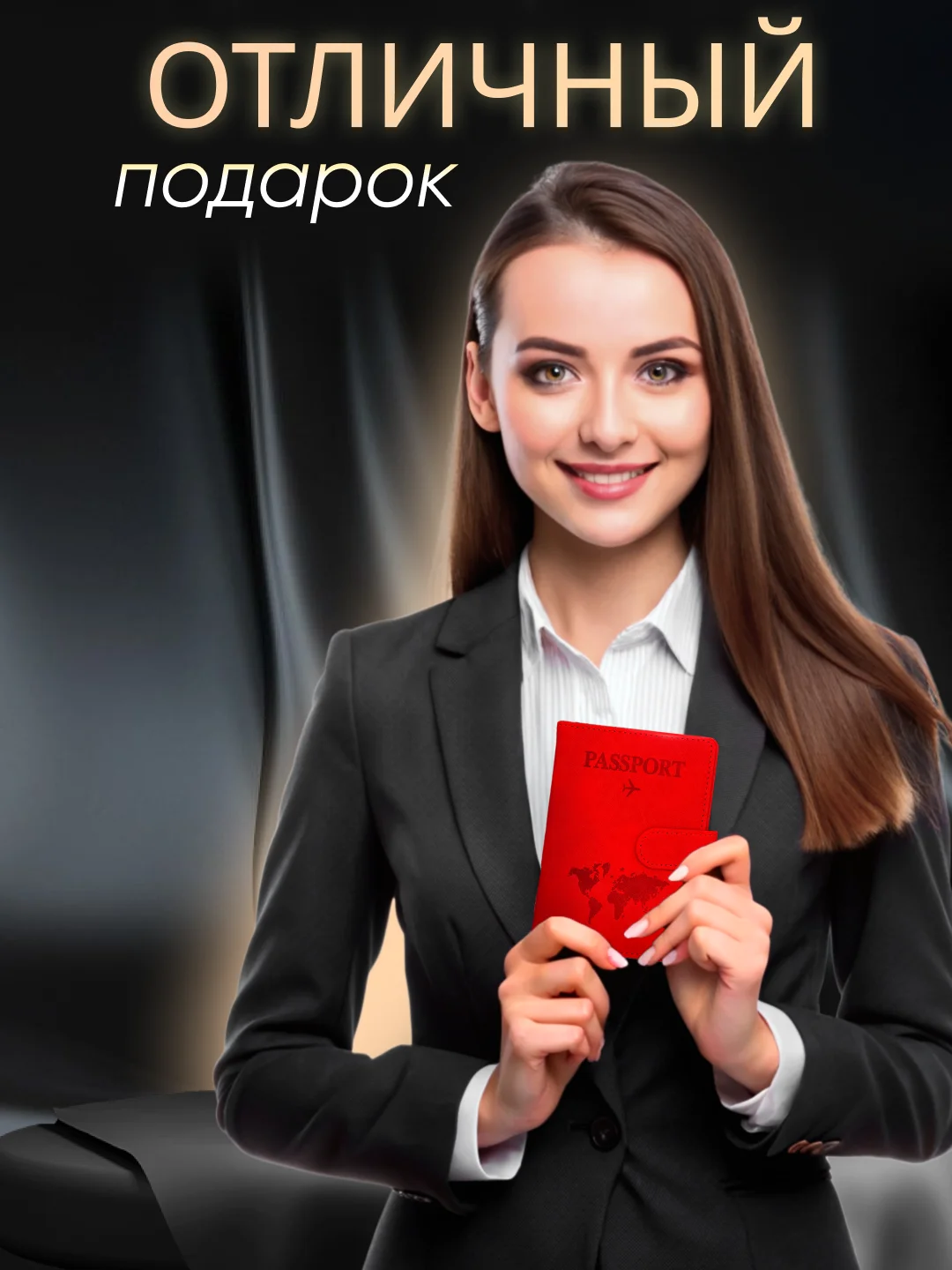 Красный обложка на паспорт с отделениями для карт и купюр из эко кожи