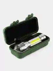 Серебряный фонарь карманный аккумуляторный. 2 режима (LED T6, COB, 10W)