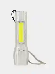 Серебряный фонарь карманный аккумуляторный. 2 режима (LED T6, COB, 10W)
