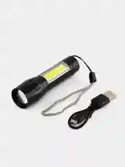 Черный фонарь карманный аккумуляторный. 2 режима (LED T6, COB, 10W)