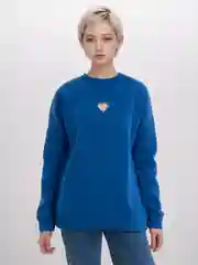 Синий женский свитшот с вырезом на груди