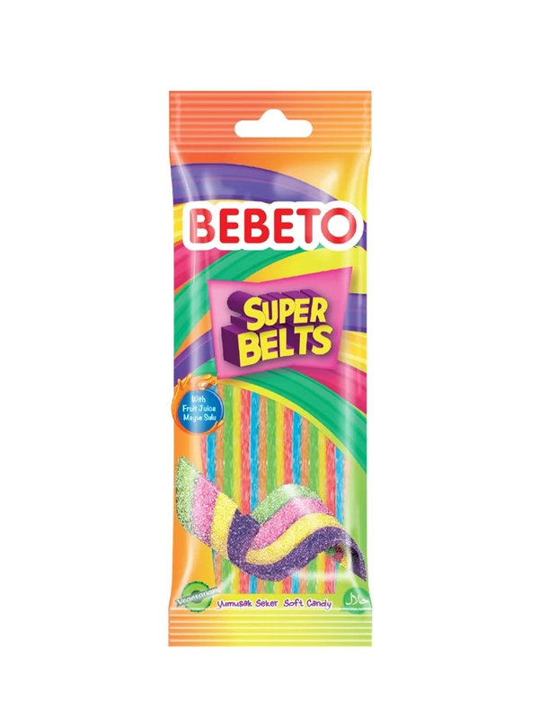Мармелад жевательный Bebeto Super Belts вкус тутти-фрутти, 75г (Турция)