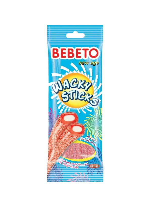 Мармелад жевательный Bebeto Wacky Sticks вкус клубники и ванили, 75г (Турция)