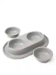 Серый миска для кошки двойная, 2 х 200 мл