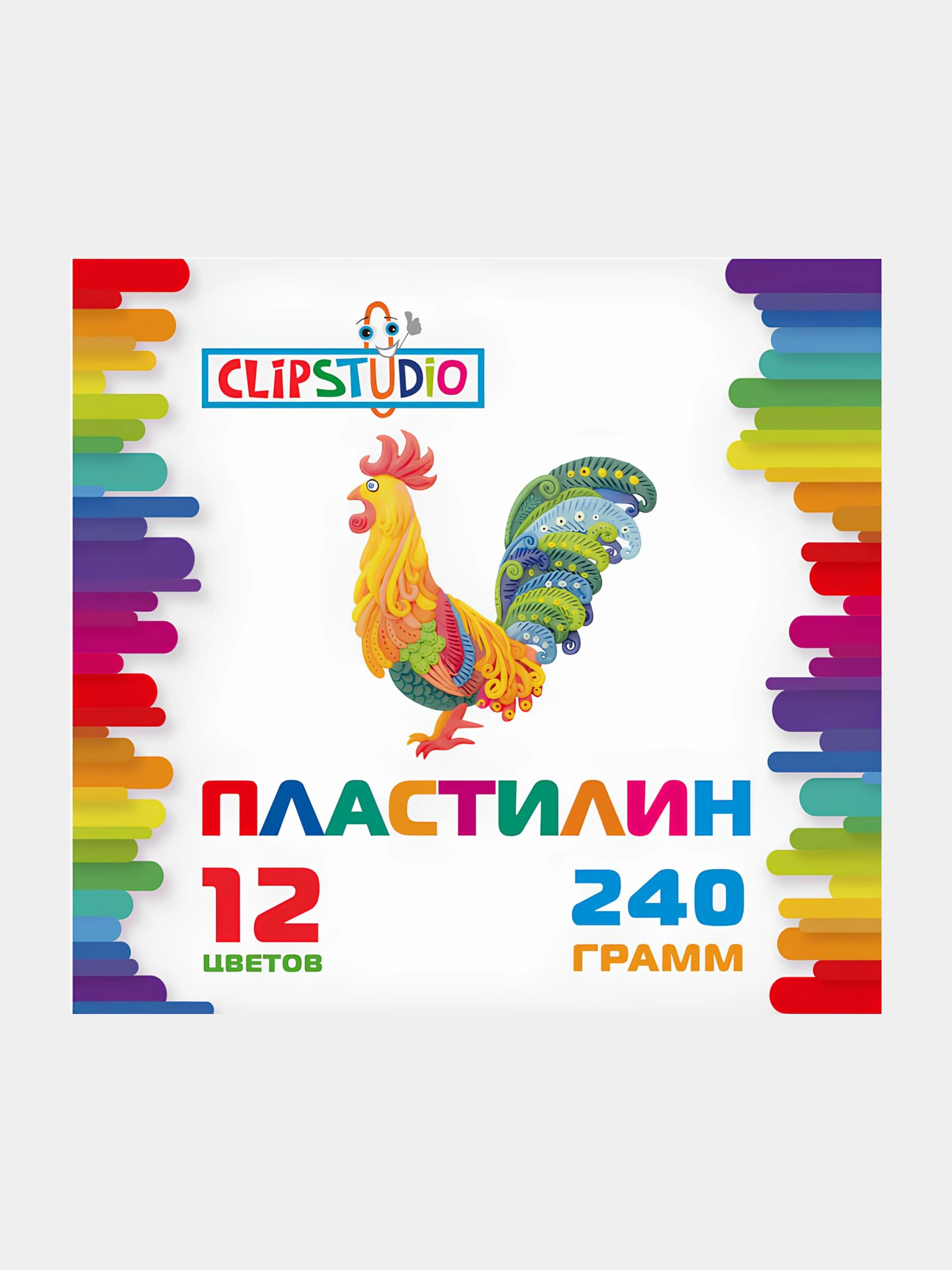 Пластилин для школы ClipStudio, 12 цветов 240 грамм