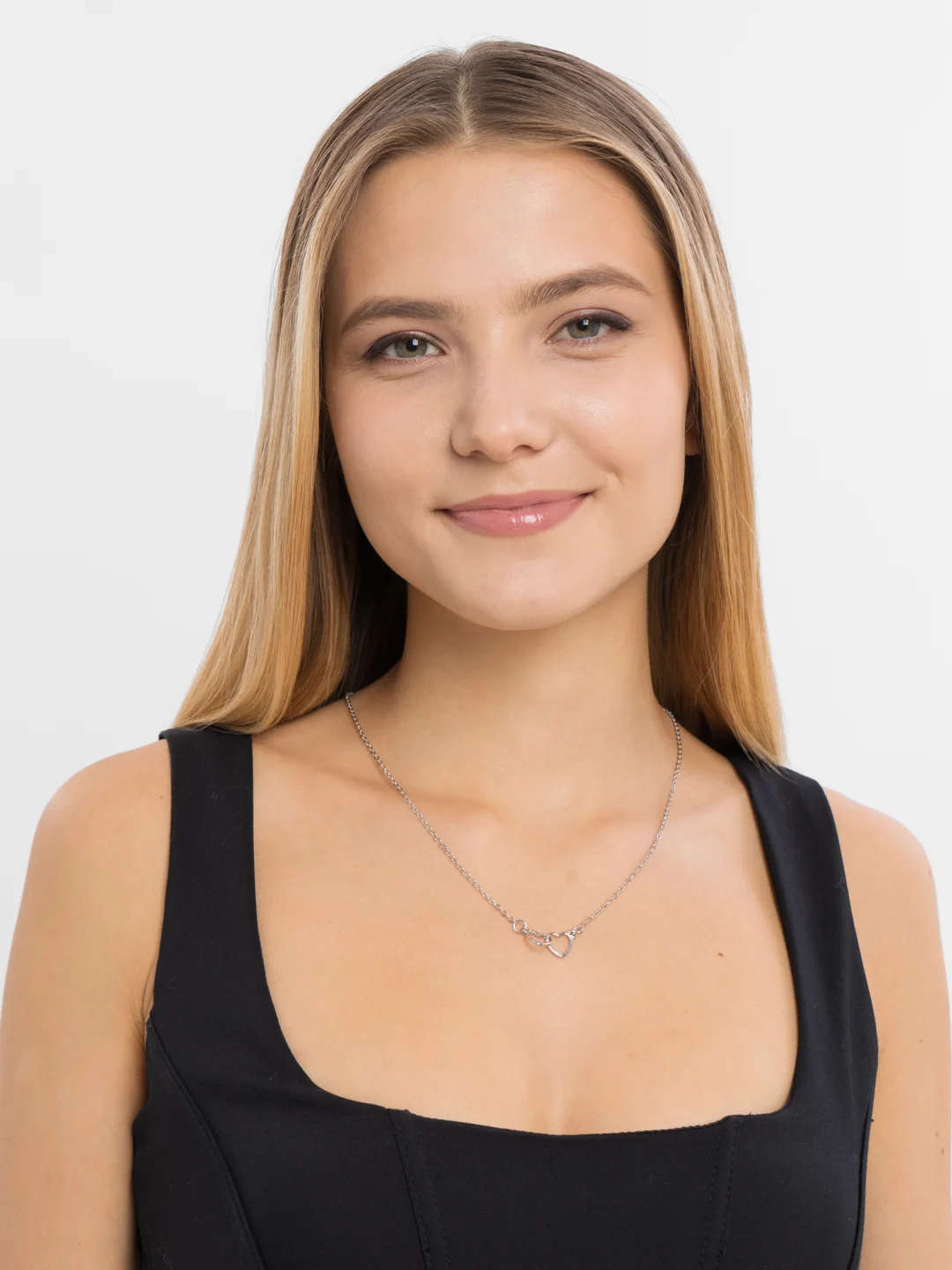 Цепочка на шею женская два сердца