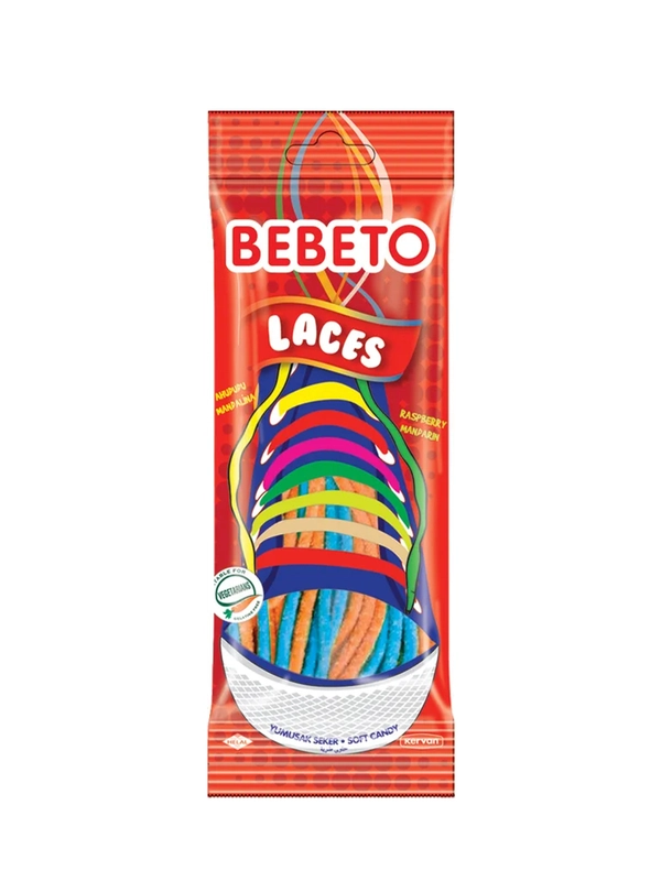 Мармелад жевательный Bebeto Laces вкус мандарина и малины, 75г, (Турция)
