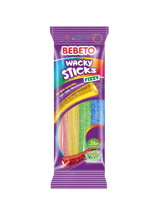 Мармелад жевательный Bebeto Wacky Sticks Fizzy вкус тутти-фрутти, 180г (Турция)