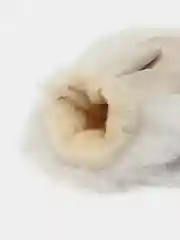 Белый женские теплые варежки с мехом