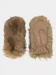 Коричневый женские теплые варежки с мехом