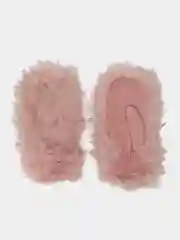 Розовый женские теплые варежки с мехом