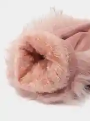 Розовый женские теплые варежки с мехом