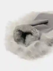 Серый женские теплые варежки с мехом