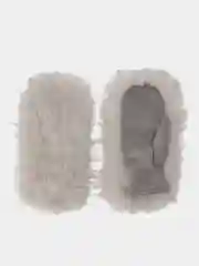 Серый женские теплые варежки с мехом