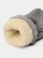 Серый женские теплые варежки с мехом