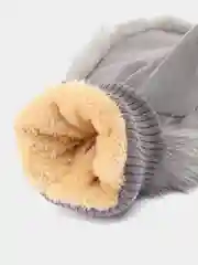 Серый женские теплые варежки с мехом