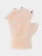 Розовый женские варежки лапки с мехом