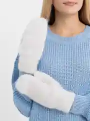 Белый варежки женские с мехом, шерстяные, зимние, с меховым подкладом, утепленные