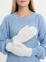 Белый варежки женские с мехом, шерстяные, зимние, с меховым подкладом, утепленные