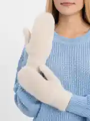 Молочный варежки женские с мехом, шерстяные, зимние, с меховым подкладом, утепленные