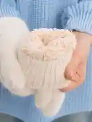Молочный варежки женские с мехом, шерстяные, зимние, с меховым подкладом, утепленные
