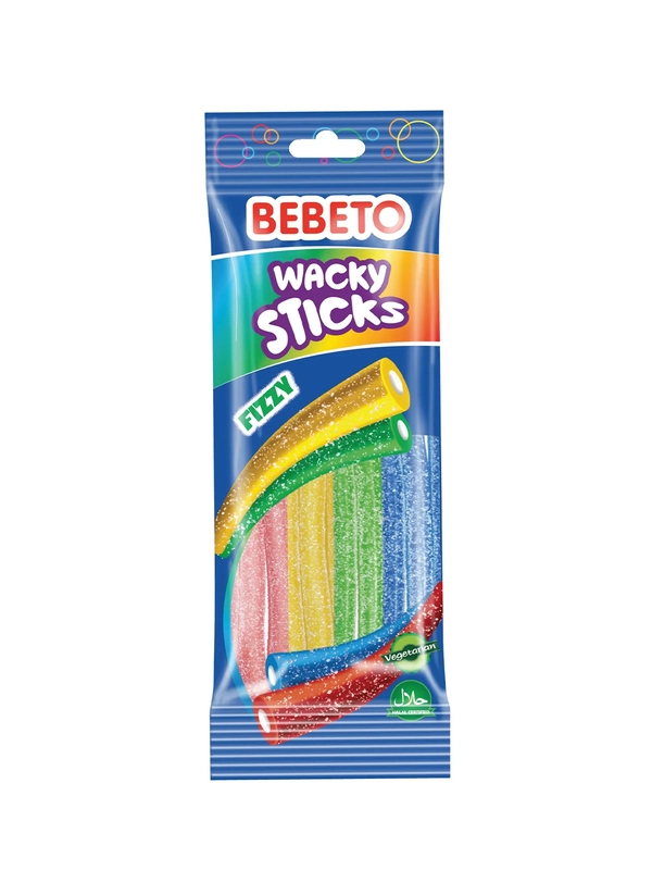 Мармелад жевательный Bebeto Wacky Sticks вкус тутти-фрутти и ванили, 75г (Турция)