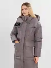 Бежевый меланж женский пуховик зимний