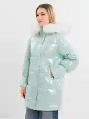 Бирюзовый женская зимняя куртка глянцевая Aloha