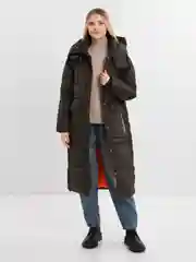 Зелёный хаки женский пуховик зимний