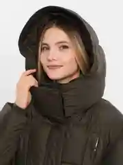 Зелёный хаки женский пуховик зимний