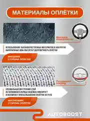 Серый оплетка меховая на руль автомобиля / чехол оплетка плюшевая 38 см