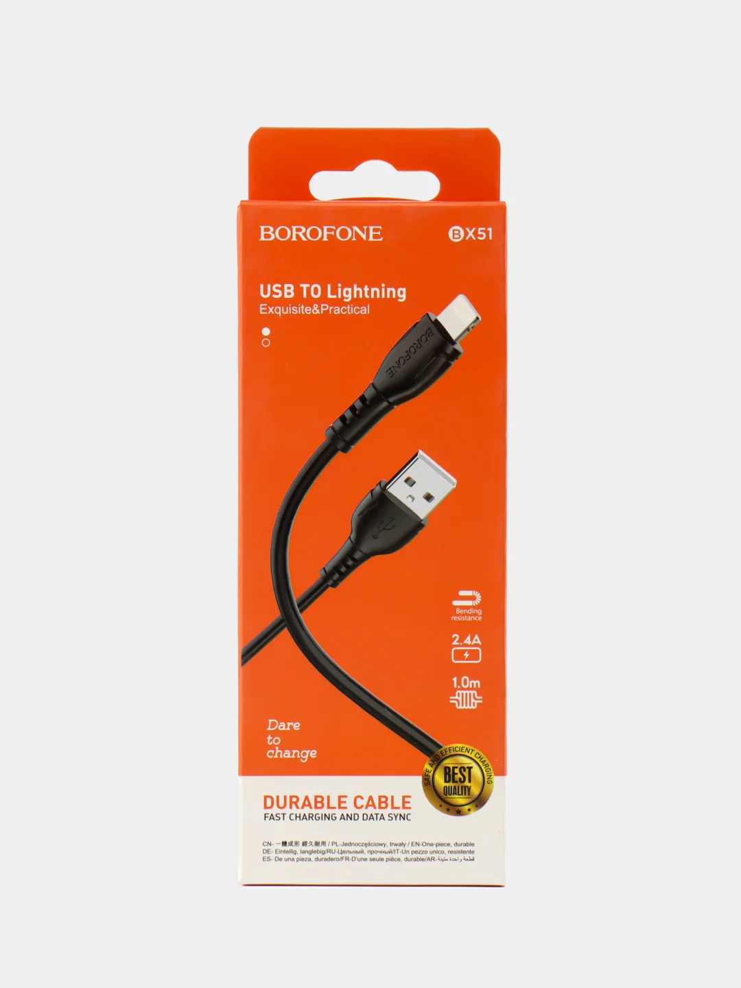 Черный кабель зарядный Borofone BX51 (до 3A, Type-C, MicroUSB, Lightning для Android и iPhone)