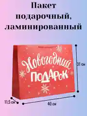 Алый пакет подарочный, ламинированный, новогодний, 31х40см. Символ года - Змея