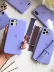 Аметистовый чехол Silicone Case Premium для iPhone (Айфон) 11, 13, 14, 15, Pro, Max, с закрытым низом