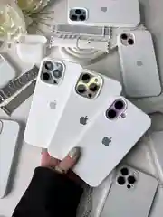 Белый чехол Silicone Case Premium для iPhone (Айфон) 11, 13, 14, 15, Pro, Max, с закрытым низом