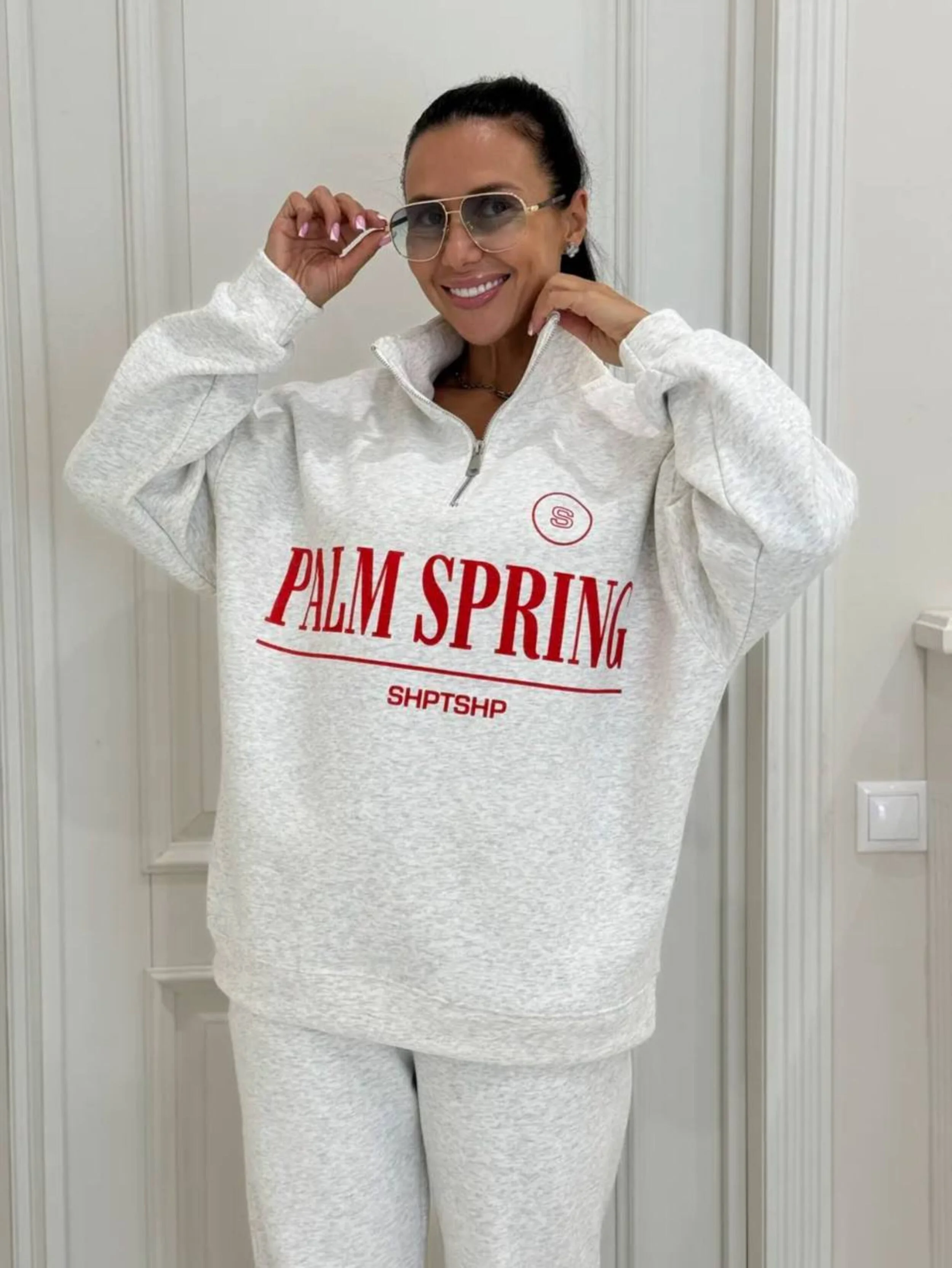 Серый костюм утепленный женский на флисе 2875677 PALM SPRING