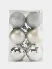 Серебряный новогодние елочные шары, набор шаров, елочные игрушки, набор 12 штук, диаметр 5 см